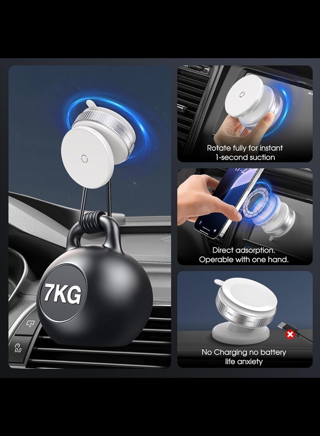 Car phone holder, suitable for air vents, does not block the air vents, and is suitable for large-screen phones. It is compatible with iPhone 15/16 series, Samsung S24/S23, and Xiaomi. Black. Vacuum Magnetic Car Phone Holder - 360° Rotating Folding Dashboard Suction Cup Holder M, Universal Smartphone, Suitable for All Cars - Image 2