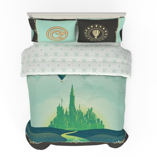 Franco Collectibles Wicked Elphaba and Glinda Bedding 5 Piece Super Soft Reversible Comforter and Sheet Set Full Officially Licensed Product By Franco - Image 1