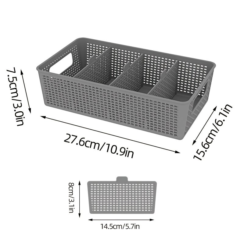 1/2/3/4/5/6/7/8pcs Multi-purpose Woven Storage Box with Divider for Bathroom Vanity and Kitchen, Cabinet/Countertop Drawer Storage Box - Image 4