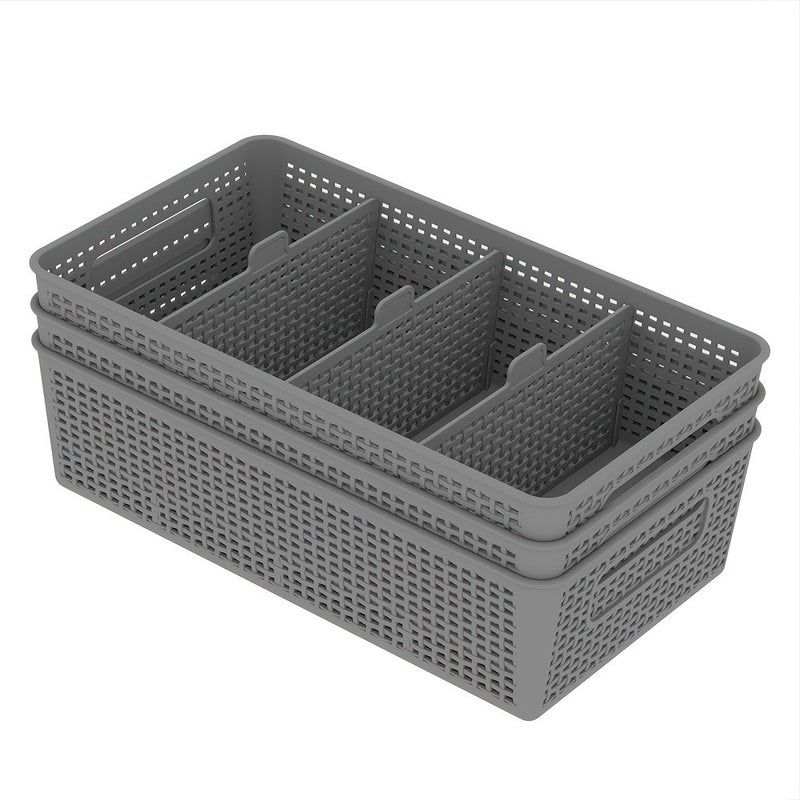 1/2/3/4/5/6/7/8pcs Multi-purpose Woven Storage Box with Divider for Bathroom Vanity and Kitchen, Cabinet/Countertop Drawer Storage Box - Image 1