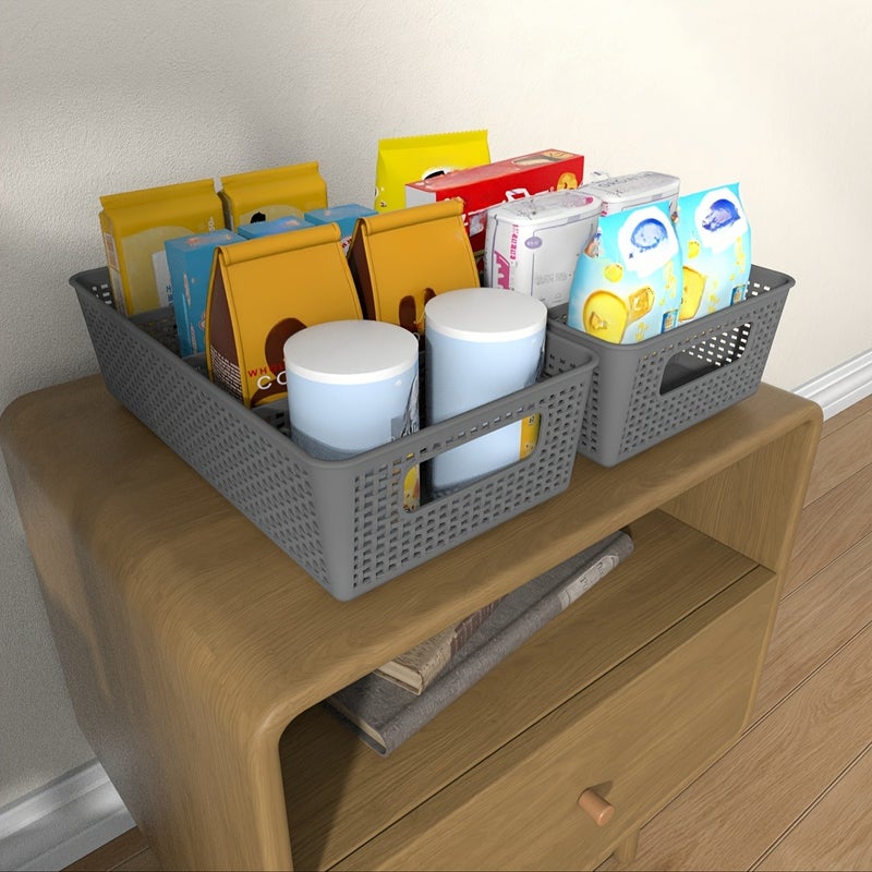 1/2/3/4/5/6/7/8pcs Multi-purpose Woven Storage Box with Divider for Bathroom Vanity and Kitchen, Cabinet/Countertop Drawer Storage Box - Image 3