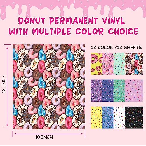 Tintnut Permanent Vinyl - 12 Sheets 12"x10", Donut Sprinkle Permanent Vinyl for Cutting Machine,Home Decor Self Sticker - Image 2