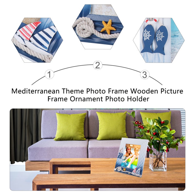 2 pcs Mediterranean Theme Photo Frame Picture Frame Ornament Photo Holder - Image 2