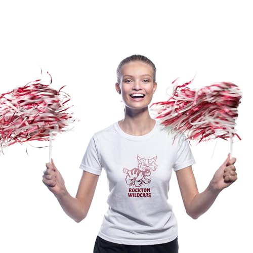 Anderson's Metallic Maroon and White Foil Textured School Spirit Shakers, Cheerleader Pom Poms, Football, Basketball, Homecoming Squad, Team, Party, Dance, Club, Performance, Celebration Pack of 10 - Image 3