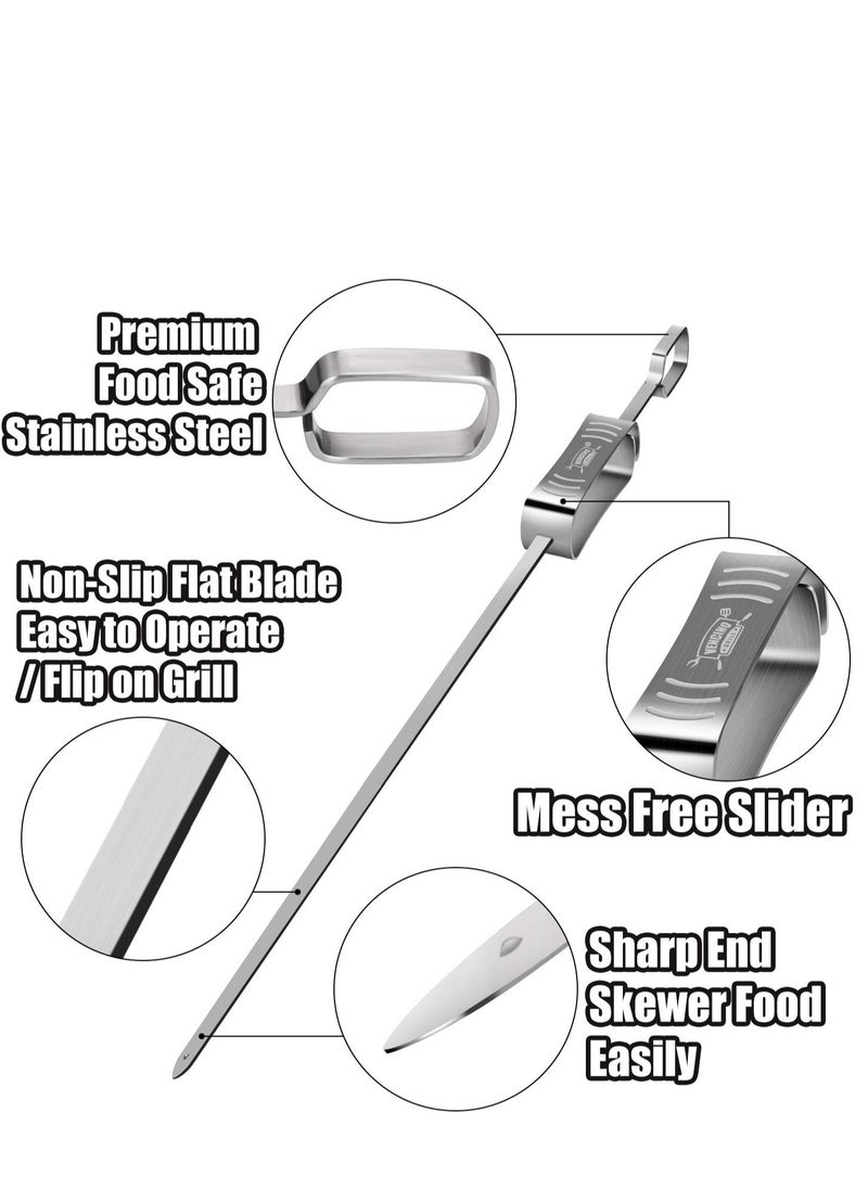SYOSI Metal Skewers for Grilling, 6 Pieces Kabob Skewers for GrillingFlat Blade BBQ Skewers with Slider  - Image 5