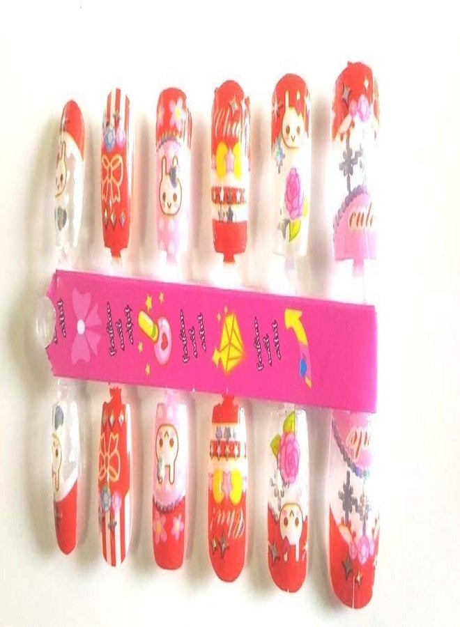 YBN Designer Nail Arts Set of 3 Different Colored Attractive Baby Artificial Nails With Polish Nail Art Kit for kids Girl's Multicolor Pack 1 - Image 5