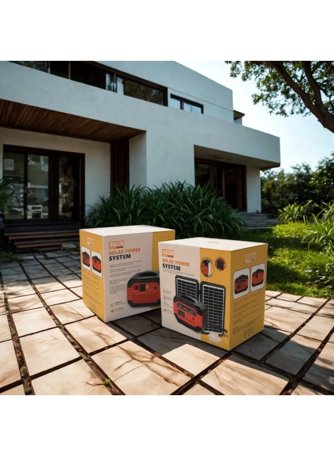 دينكس مولد طاقة شمسي محمول مع لوحين شمسيين 15V/13W وبطارية 12V سعة 7000mAh – نظام طاقة للطوارئ والرحلات مع كشاف وكابلات بطول 5 متر - Image 4
