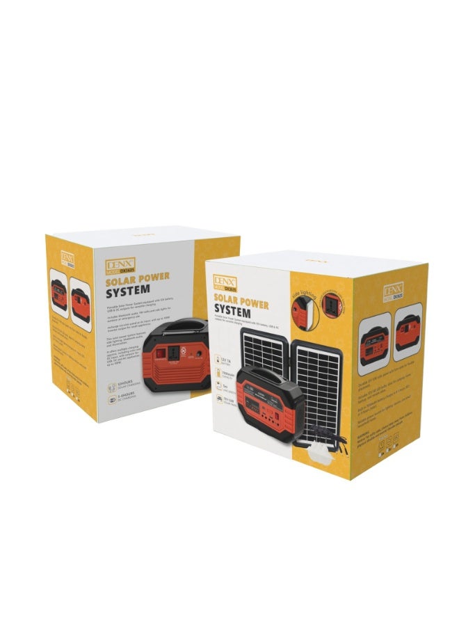 دينكس مولد طاقة شمسي محمول مع لوحين شمسيين 15V/13W وبطارية 12V سعة 7000mAh – نظام طاقة للطوارئ والرحلات مع كشاف وكابلات بطول 5 متر - Image 5