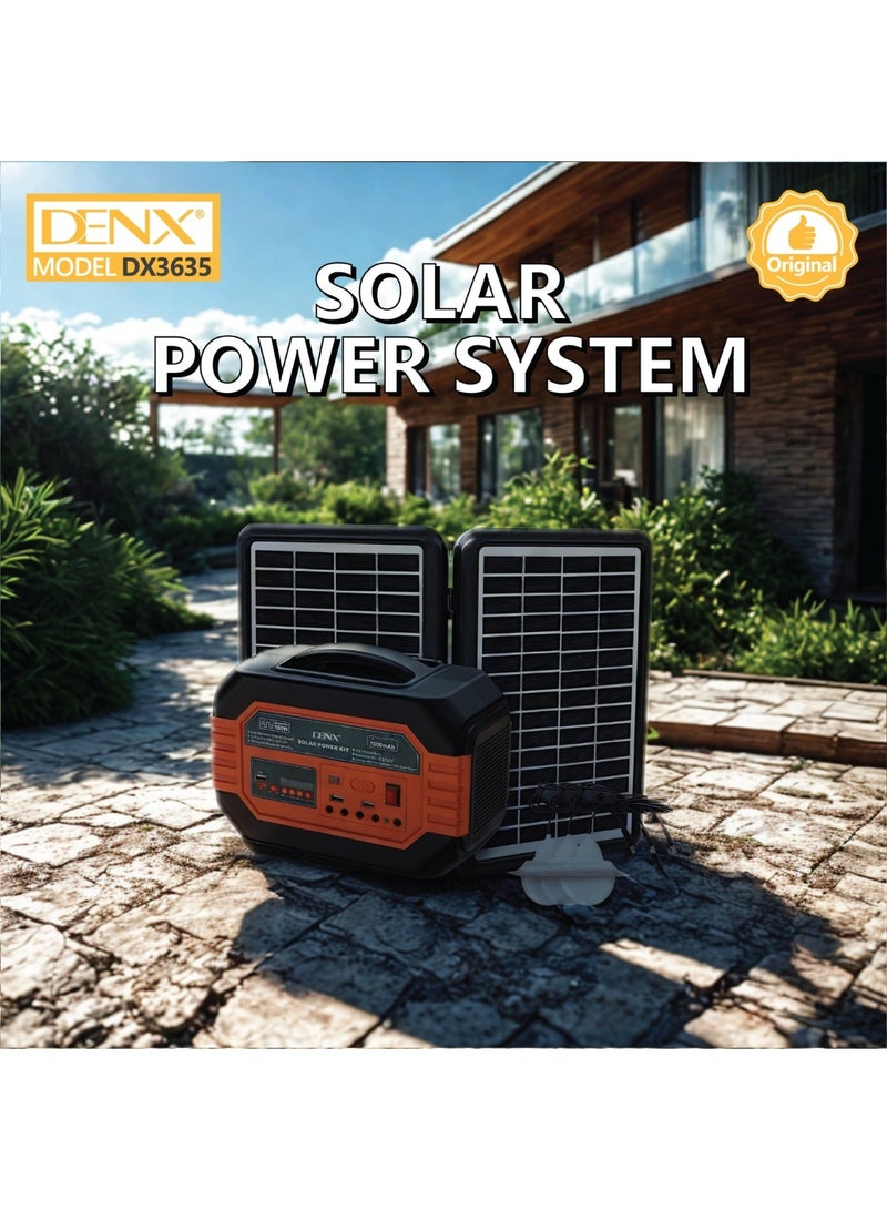 دينكس مولد طاقة شمسي محمول مع لوحين شمسيين 15V/13W وبطارية 12V سعة 7000mAh – نظام طاقة للطوارئ والرحلات مع كشاف وكابلات بطول 5 متر - Image 2