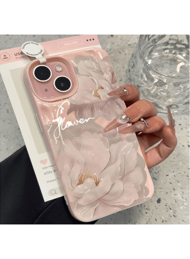 NIBEMINENT Powder Flower Pleats Protective TPU Case Cover For iPhone 16 Plus, Pink