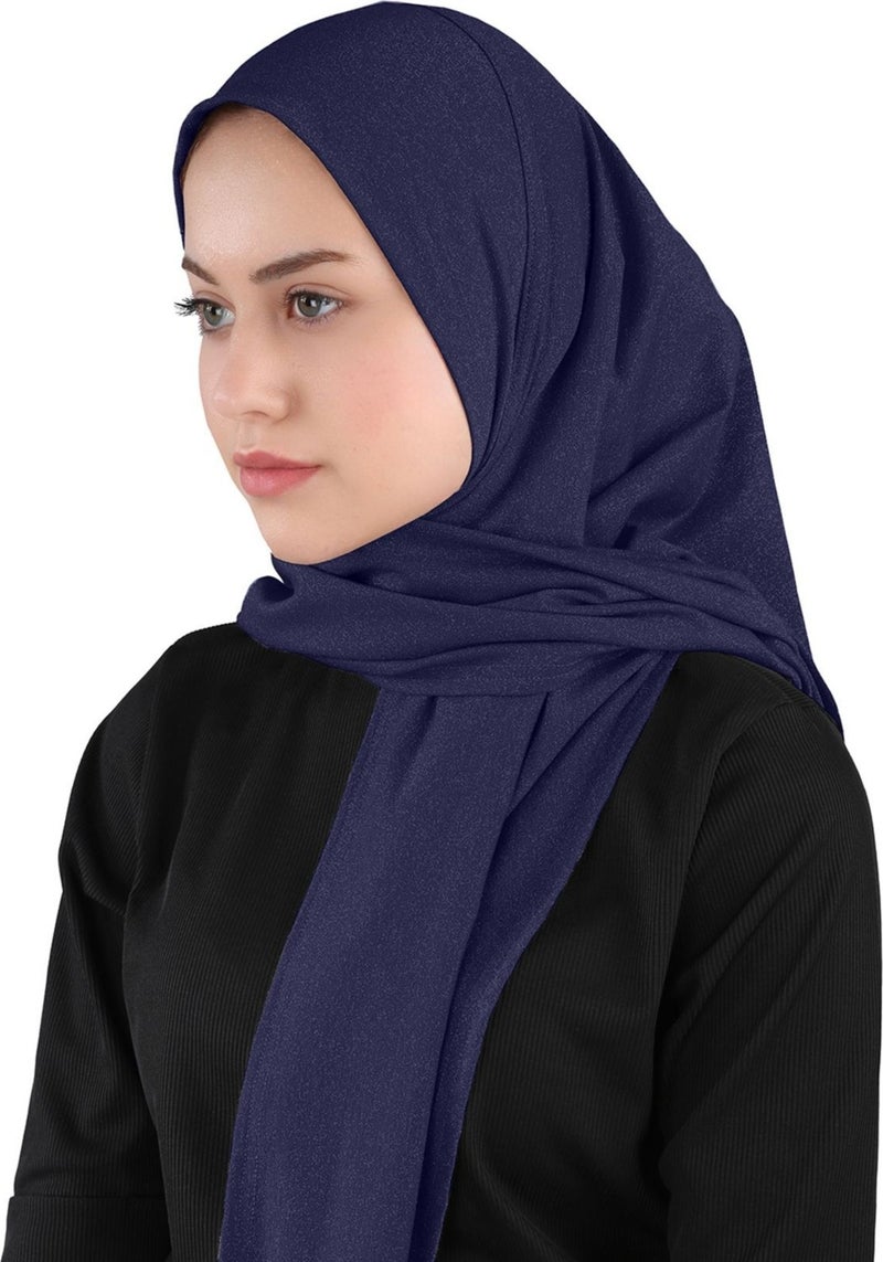 Ecardin Glitter Scarfs Hijab - St 558 Navy Blue  - Image 3