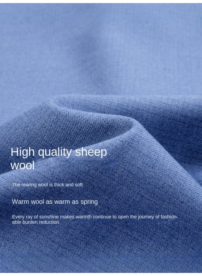 Winter Wool Fleece-lined Thickeneded Shirt Men's Business Casual Long-sleeved Warm Shirt Middle-aged Wool Shirt - Image 3
