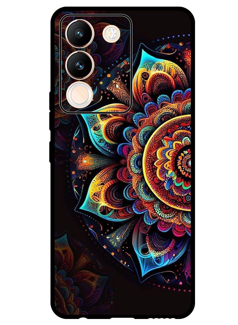 Theodor Protective Case Anti Scratch Shock Proof Bumper Cover For Vivo Y200 Colourful Side Flower - Image 1