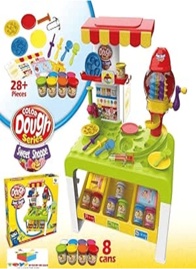 Color Drop Creative Dough Kitchen Playset for Kids – 33+ Pieces Pretend Ice Cream & Sweet Shop Play Center – Green  - Image 1