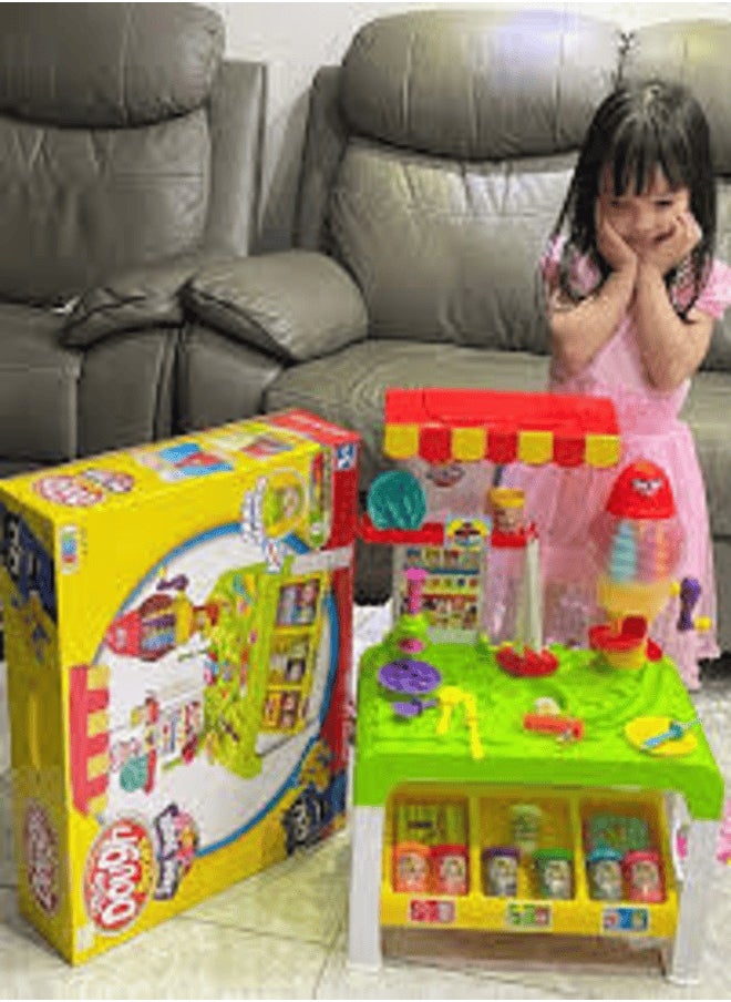 Color Drop Creative Dough Kitchen Playset for Kids – 33+ Pieces Pretend Ice Cream & Sweet Shop Play Center – Green  - Image 3