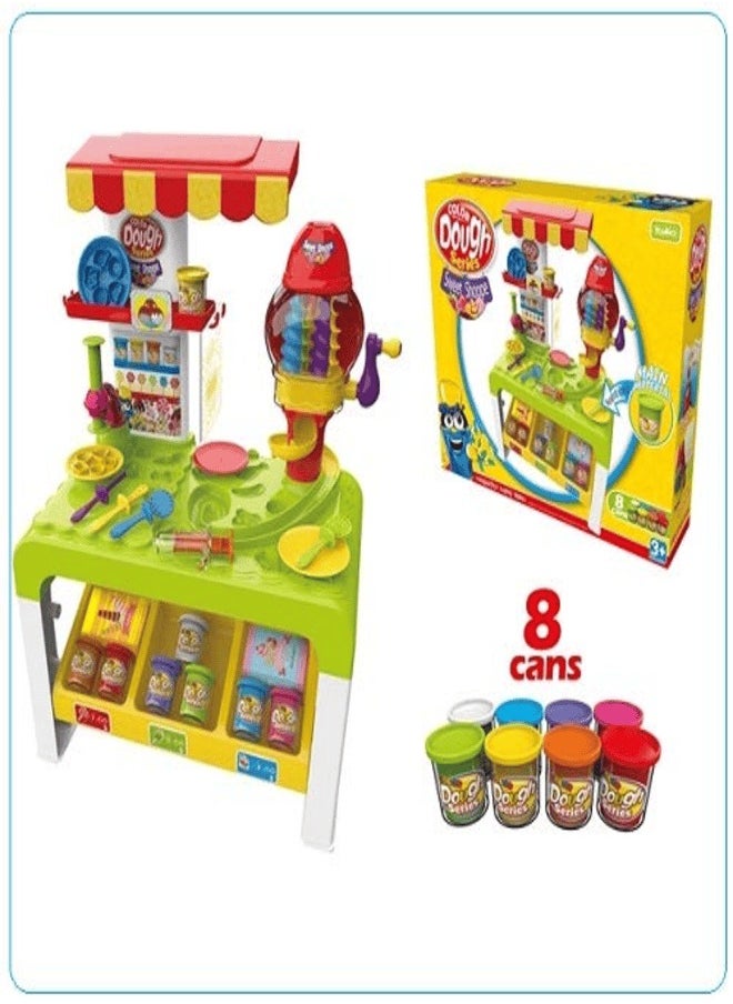 Color Drop Creative Dough Kitchen Playset for Kids – 33+ Pieces Pretend Ice Cream & Sweet Shop Play Center – Green  - Image 5