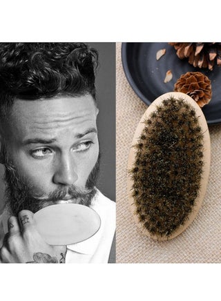 Soft Boar Bristle Wood Beard Brush Hair Comb Set - view 5