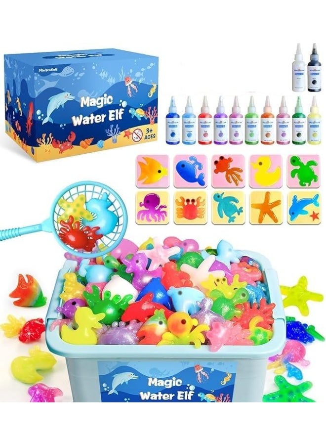 Generic Jar Magic Water Toy Set Magic Water 3D Plastic Glass Gel with Water Game Molds for Children Sea Life Games 12 Color Bottles + 12 Shapes Each shape has two sides - Image 4