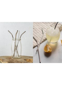 Afili Home Stainless Steel Metal Straw, Steel Soft Drink Straw and Straw Cleaning Brush, 3 Piece Metal Straw Set  - Image 2
