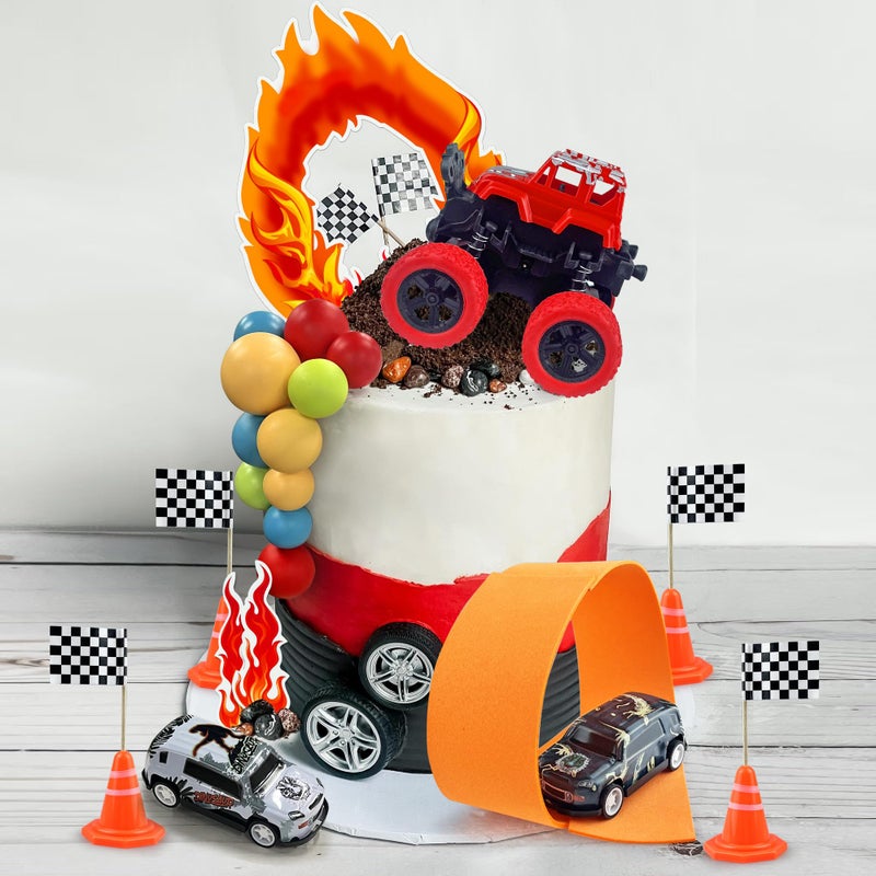 KEEPARTY 30PCS Truck Cake Decorations Truck Cake Toppers Red Blue Yellow Green Balls Race Car Cake Toppers for Truck Themed Racing Car Party Decorations Supplies - Image 5