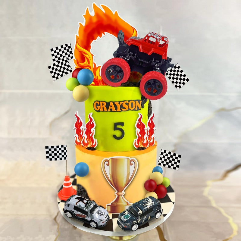 KEEPARTY 30PCS Truck Cake Decorations Truck Cake Toppers Red Blue Yellow Green Balls Race Car Cake Toppers for Truck Themed Racing Car Party Decorations Supplies - Image 4