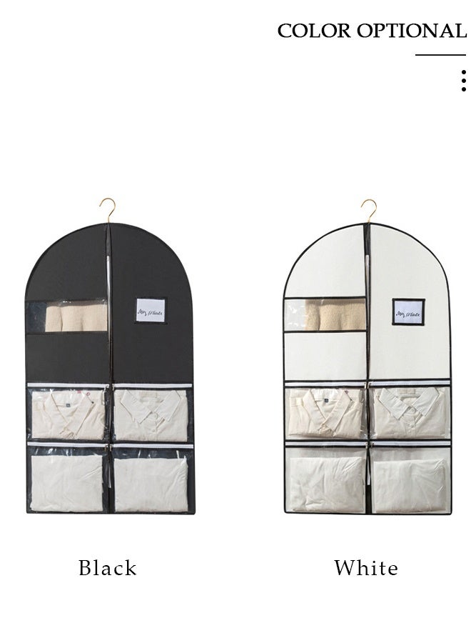 DUNISO 2 قطعة غطاء غبار الملابس حقيبة ملابس غير منسوجة مع 4 جيوب بسحاب ونافذة واضحة لتخزين الملابس أو السفر 60x10x125cm - Image 5