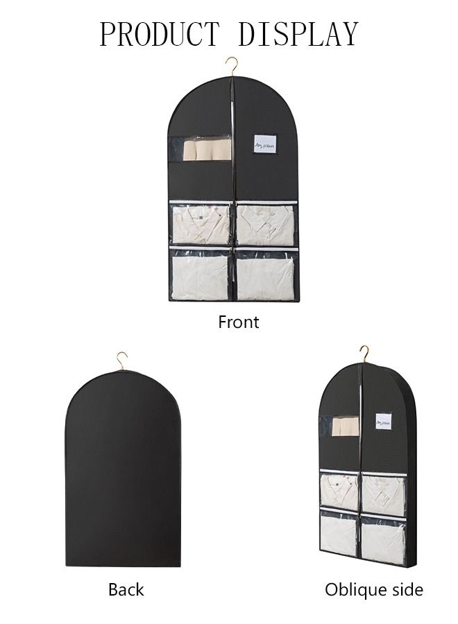 DUNISO 2PCS Clothes Dust Cover Non-woven Garment Bag With 4 Zipper Pockets And Clear Window for Clothet Storage Or Travel 60x10x125cm - Image 3