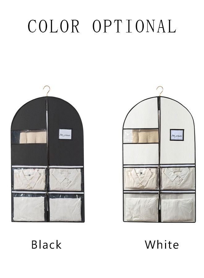 DUNISO 2PCS Clothes Dust Cover Non-woven Garment Bag With 4 Zipper Pockets And Clear Window for Clothet Storage Or Travel 60x10x125cm - Image 5