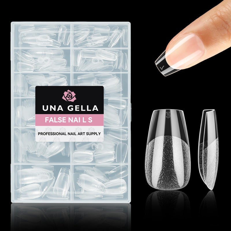 UNA GELLA نصائح أظافر قصيرة على شكل تابوت 312 قطعة نصائح أظافر جل قصيرة على شكل تابوت مسبقة الشكل نصف غير لامعة أظافر مزيفة 12 حجم غطاء كامل أظافر مضغوطة لتمديد الأظافر الأكريليكية افعلها بنفسك في المنزل