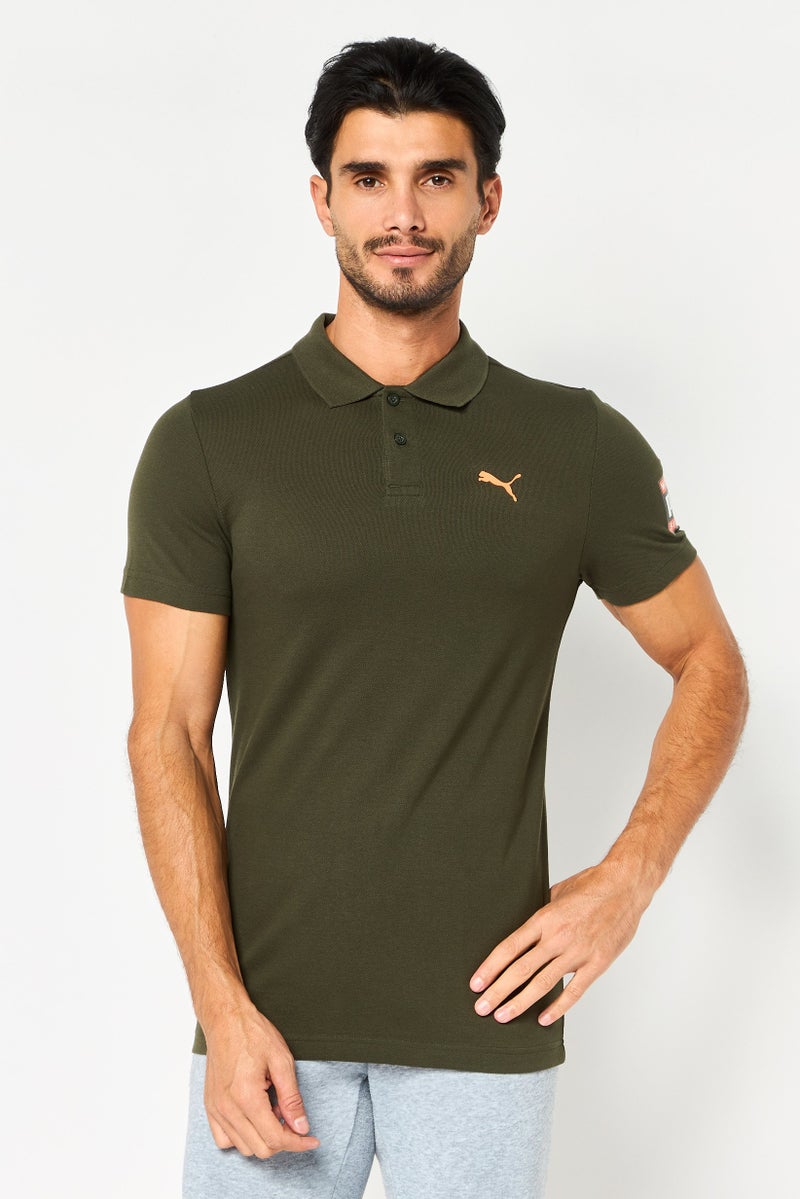 PUMA Men Sportswear Fit Short Sleeve Outdoor Polo Shirt, Dark Olive - Image 1