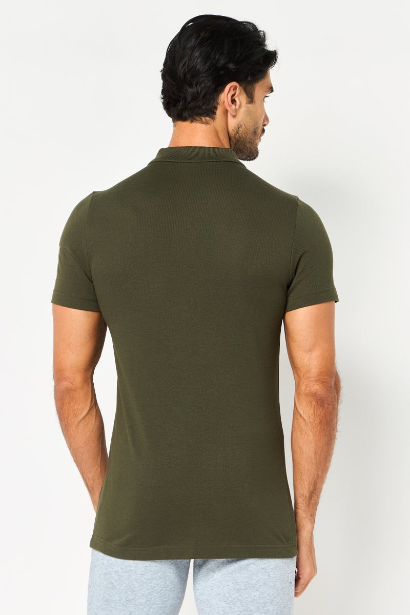 PUMA Men Sportswear Fit Short Sleeve Outdoor Polo Shirt, Dark Olive - Image 2