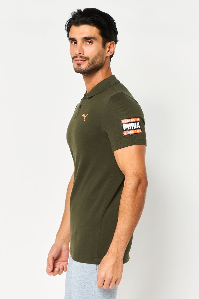 PUMA Men Sportswear Fit Short Sleeve Outdoor Polo Shirt, Dark Olive - Image 3