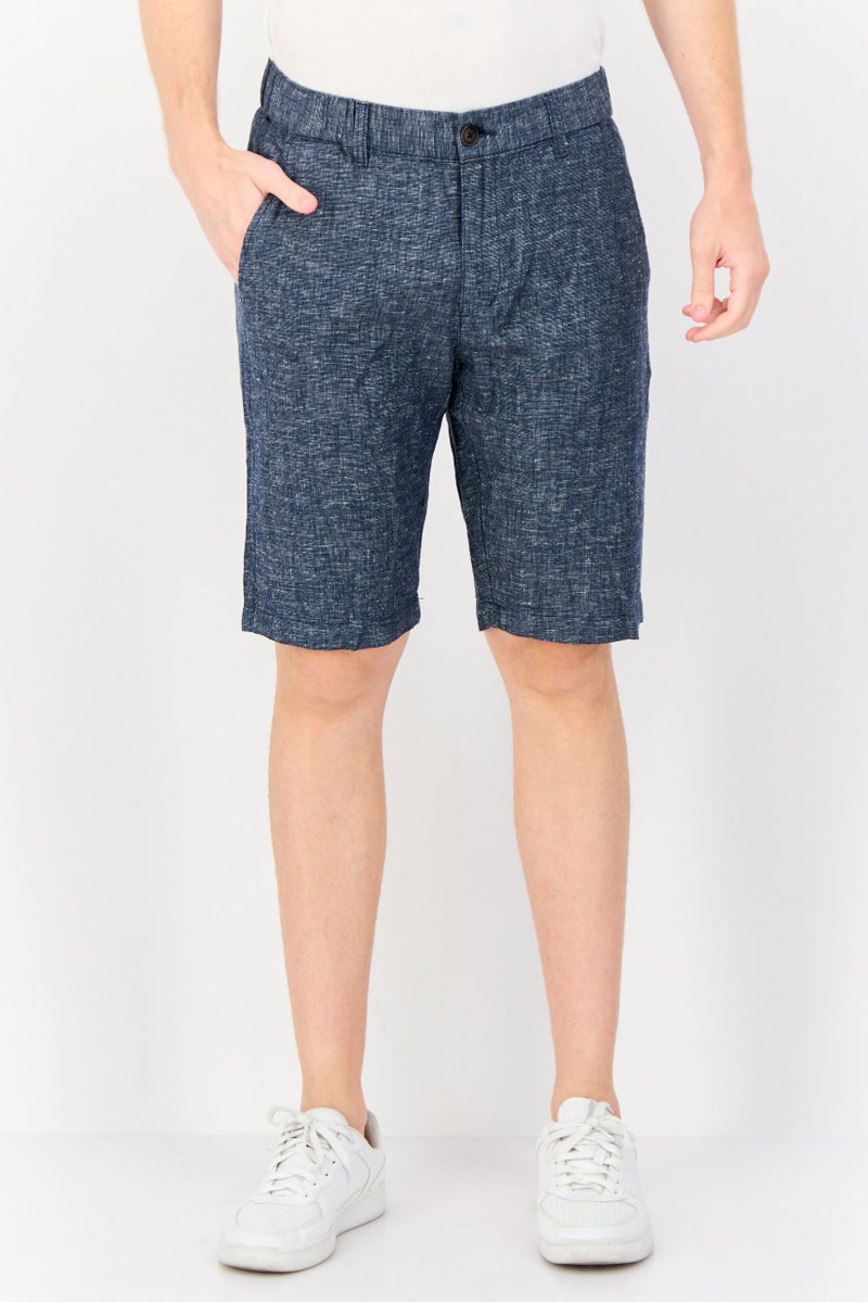GIORDANO Men Chambray Chino Shorts, Navy - Image 1
