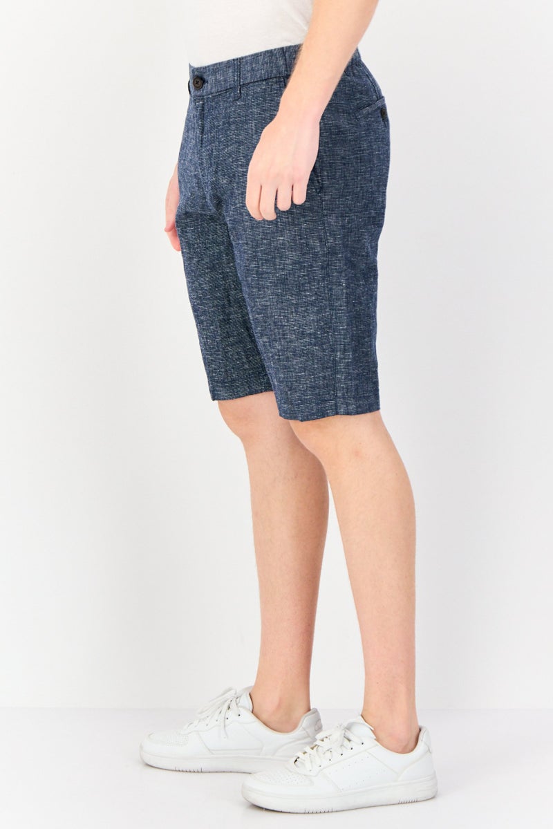 GIORDANO Men Chambray Chino Shorts, Navy - Image 3