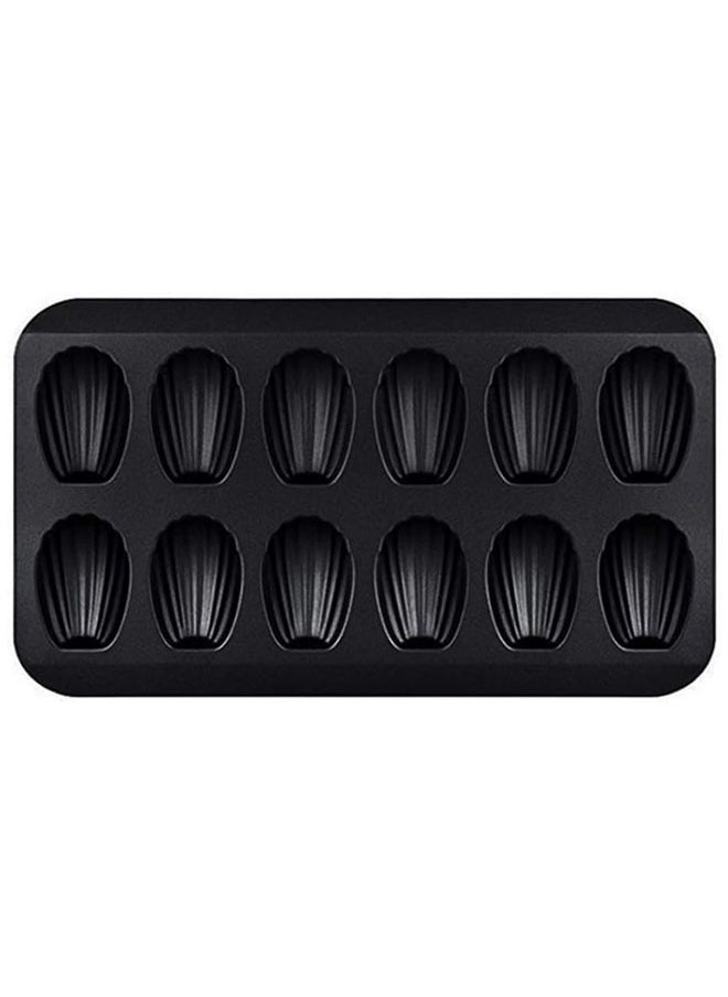 Arabest Nonstick Madeleine Pan, 12 Cavity Shell Shape Carbon Steel Baking Cake Mold Pan Oven Baking-Black  - Image 1