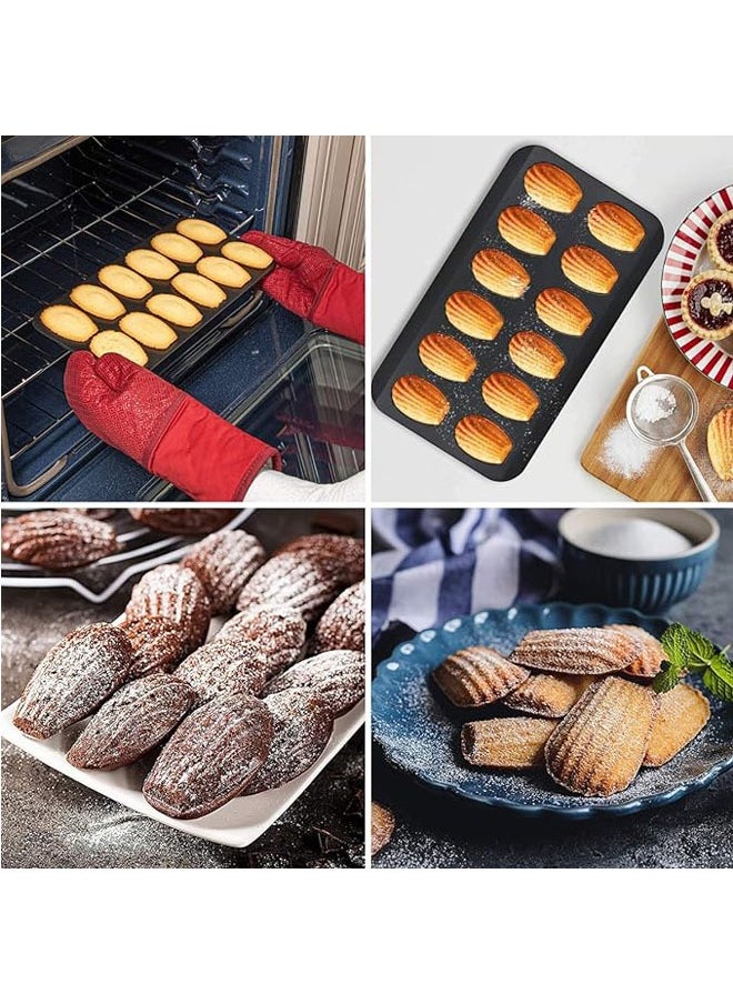 Arabest Nonstick Madeleine Pan, 12 Cavity Shell Shape Carbon Steel Baking Cake Mold Pan Oven Baking-Black  - Image 4