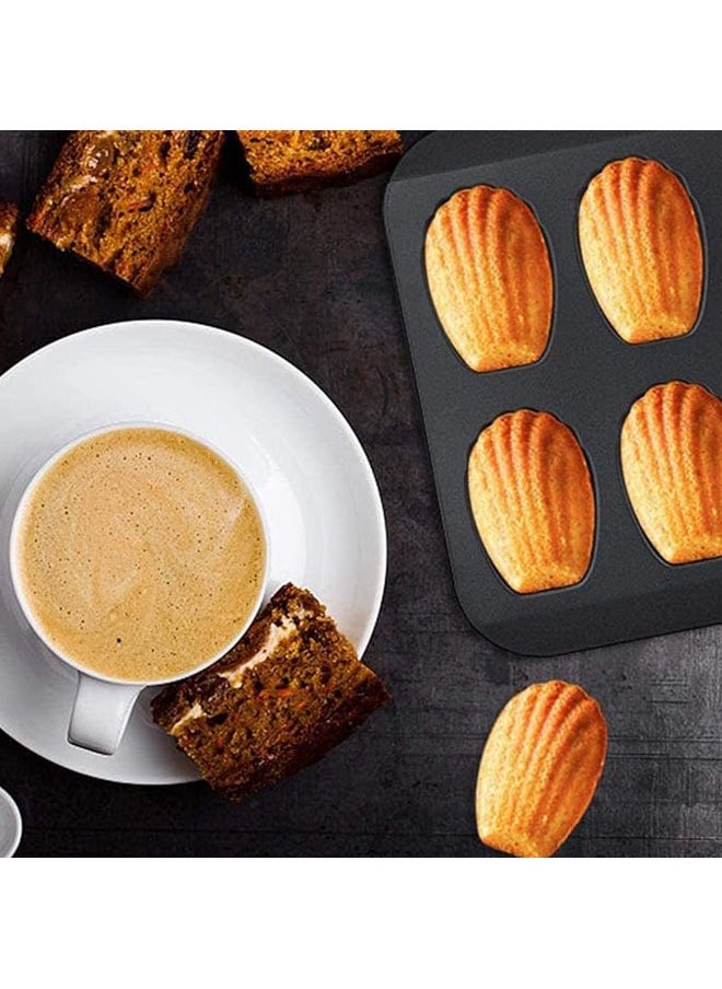 Arabest Nonstick Madeleine Pan, 12 Cavity Shell Shape Carbon Steel Baking Cake Mold Pan Oven Baking-Black  - Image 5