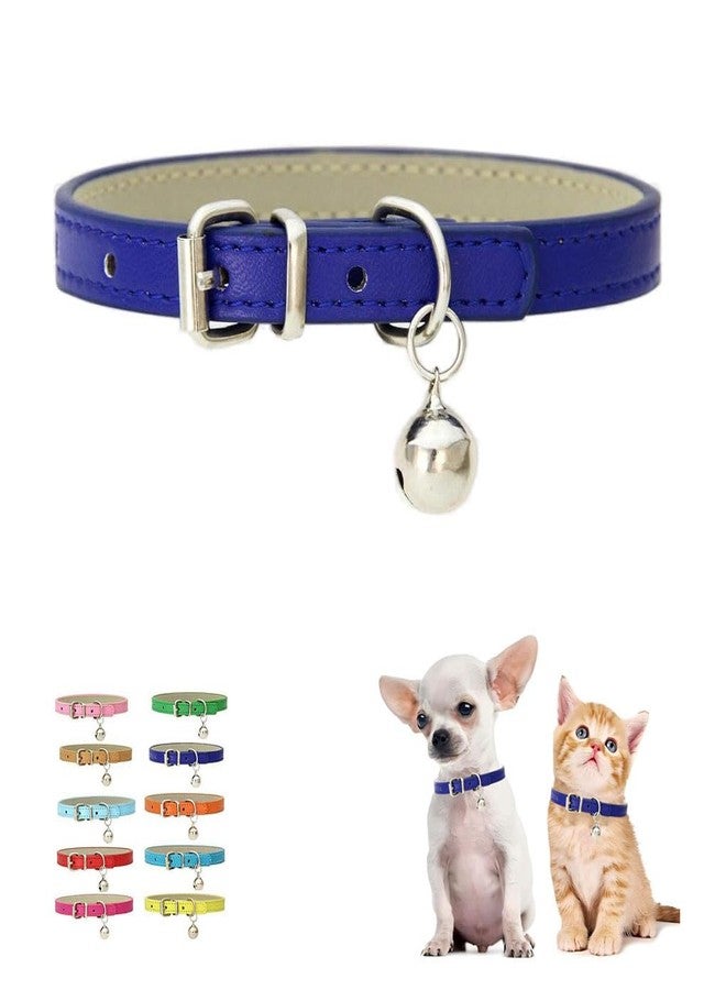 WeimoMonkey Bell Collar for Cats, Puppy Collar with Bell, Cat Collars Boy Soft Faux Leather Adjustable for XXS Xs Small Pet Dogs Animal Litter Tiny Kitten Male Girls, Dark Blue,XXSmall - Image 1