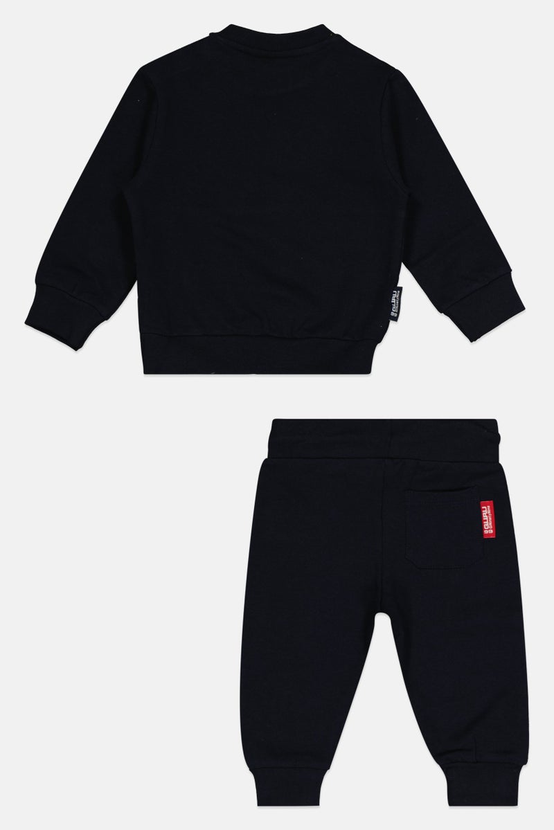 Guru 99 Toddlers Boy 2 Pcs Graphic Print Long Sleeve Tracksuit , Navy - Image 3