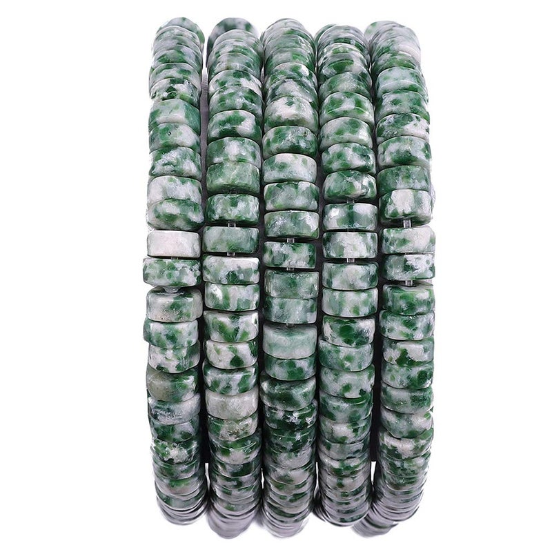 Beadia Natural African Jade Spacer Beads Caps Loose Semi Gemstone For Beading Jewelry Making 6Mmx3Mm 38Cm - Image 1