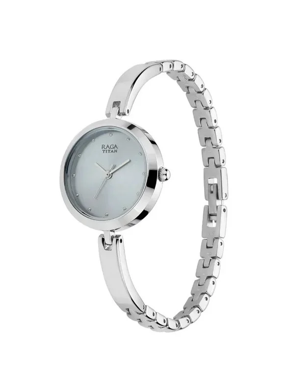 تيتان Titan Raga Viva Quartz Analog Women Watch Grey Dial With Silver Colour Metal Strap