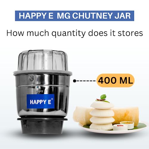 HAPPY E 400ML Chutney Jar for Mixer-Grinders | Stainless-Steel Small-Batch Jar, Leak-Resistant Riveted Build | Dry & Wet Grinding | Easy Clean - Image 5