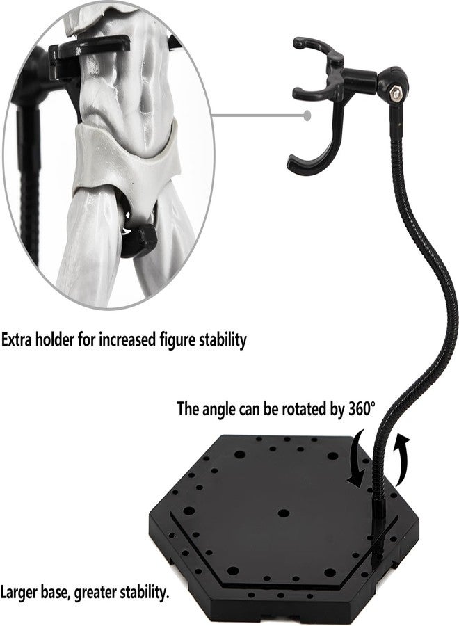 Yocoolfun 3 Pack Black Action Figure Stand,Action Figure Display Holder Stand Base,Compatible with HG RG SD SHF Gundam 1/144 Toy,Doll Stop Motion Holder Stand with Screwdriver - Image 4
