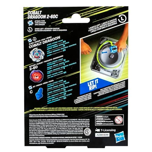 BeyBlade مجموعة قاذف خيوط بي بليد إكس كوبايت دراجون 2-60C ديلوكس مع قمة دوران يسار نوع هجوم؛ هدية رائعة للأطفال من عمر 8 سنوات - Image 2