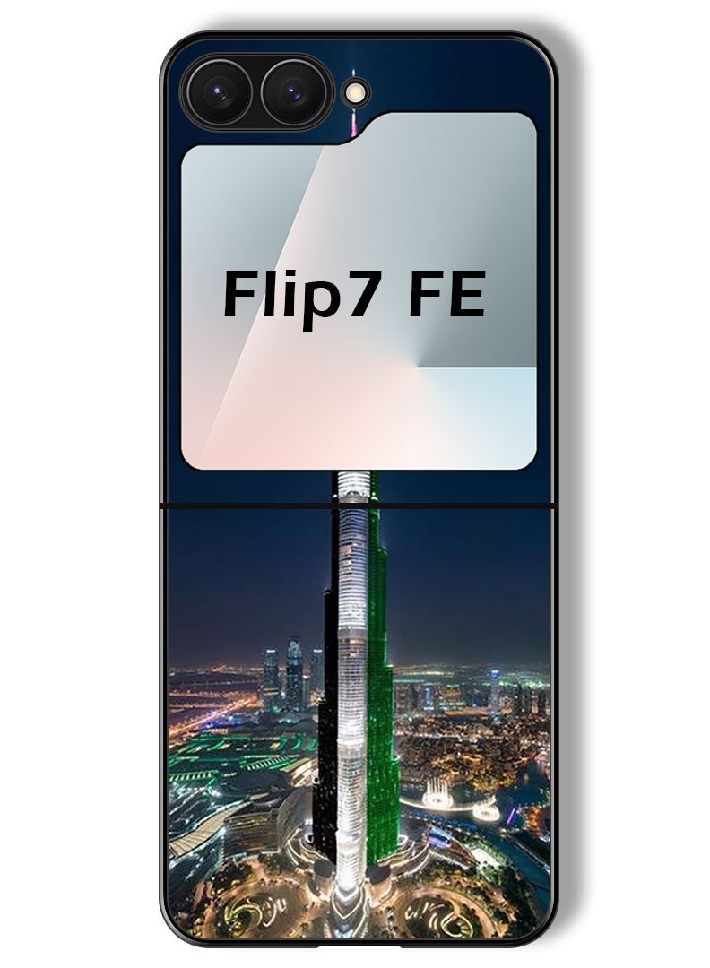 Theodor Case Compatible with Samsung Galaxy Z Flip 7 FE 6.7 Inch Protection Shockproof Bumper Cover Burj Khalifa UAE Flag - Image 1