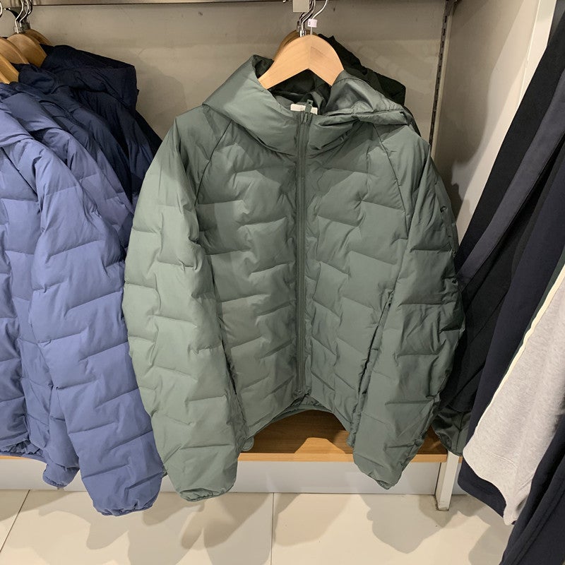 Mens Casual Cotton Coat Hooded Jacket Windproof Airproof Autumn Winter Wear For Men And Women Warm Comfortable Clothing 470118 Green pine green 