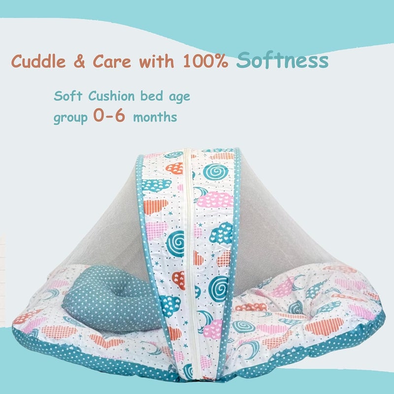 FARETO مجموعة فاريتو من سرير الأطفال مع شبكة | حقيبة حمل | مجموعة بياضات 4 قطع (0-6 أشهر، حجم الأطفال، قطن) (بستا سبيرال) - Image 4