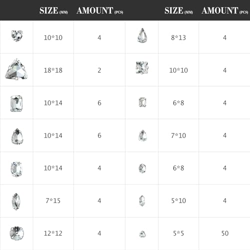Dowarm White Sew on Rhinestones 104 PCS Mixed Shapes Glass Sew on Crystals for Crafts Metal Flatback Claw Gemstones for Jewelry Making Costumes Clothes Garment, Crystal Clear - Image 3