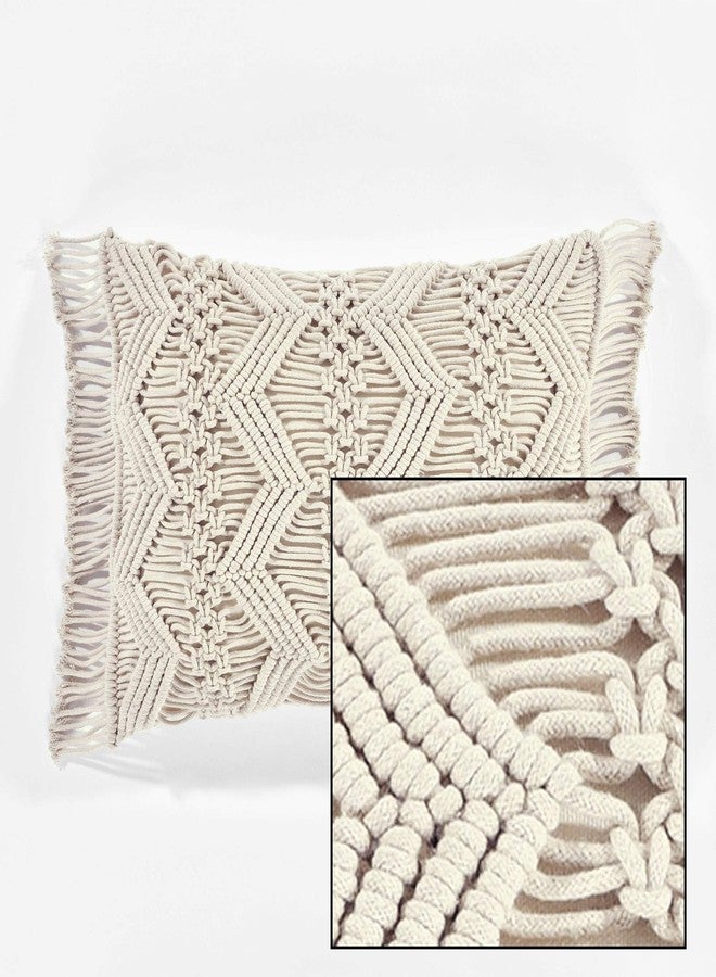 Lush Decor Studio Chevron Macrame Decorative Throw Pillow Cover, 20" W x 13" L, Neutral - Rectangle Pillow Cover - Throw Pillows For Bed, Couch, Or Chair - Image 4