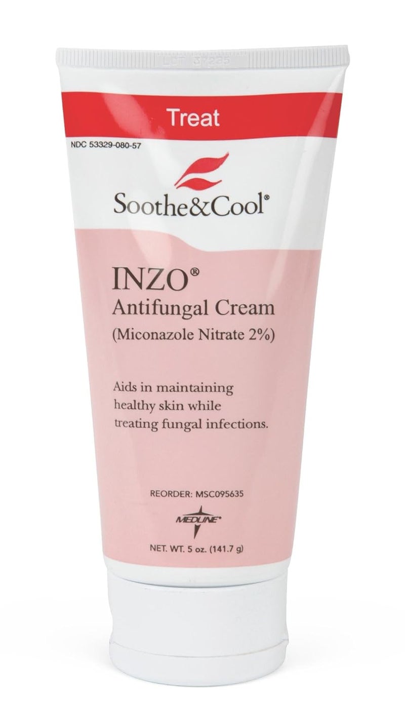 Medline Soothe & Cool Inzo Antifungal Cream, with Miconazole Nitrate, 5-oz Tube (Pack of 12)